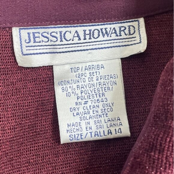 Vintage Jessica Howard Burgundy Button-Up Chenille Jacket With Front Pockets - Picture 8 of 9